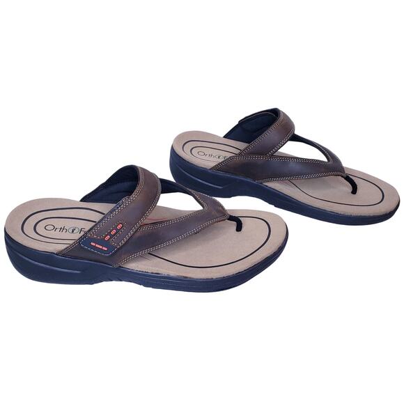 NWOT ORTHOFEET Eldorado Men\'s Size 12D Thong/Toe Post Sandals in Brown main image 11